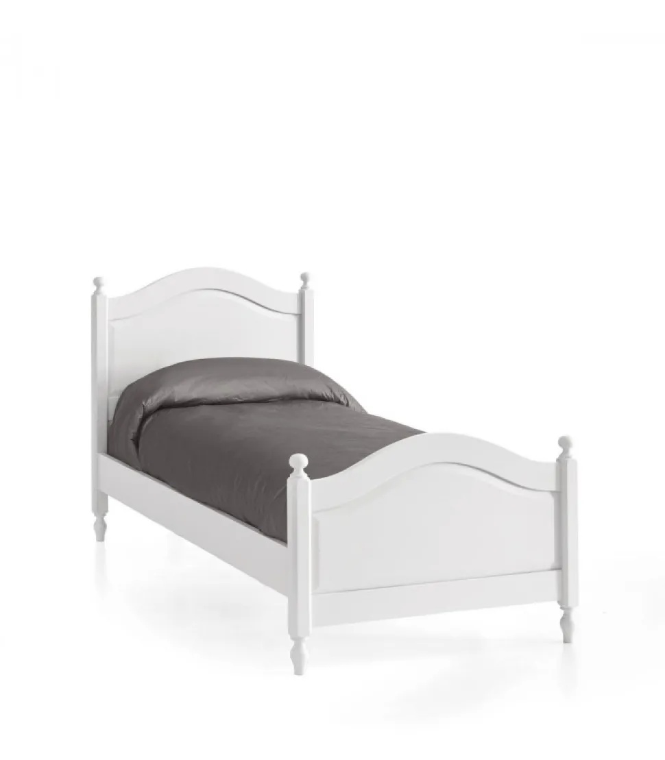 Letto Singolo In Legno Laccato Bianco Opaco