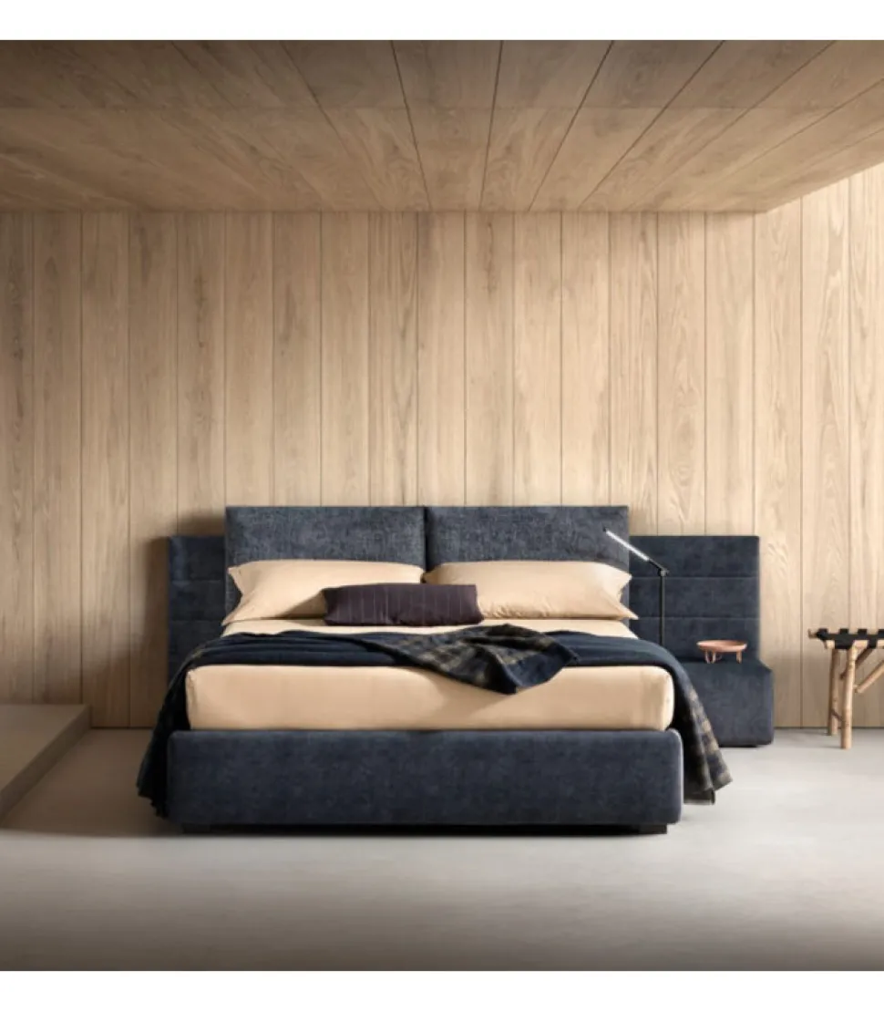 Letto Smash Di Samoa, Accessoriabile Di Pannelli Laterali. Rivestito In Pelle, Ecopelle O Tessuto.