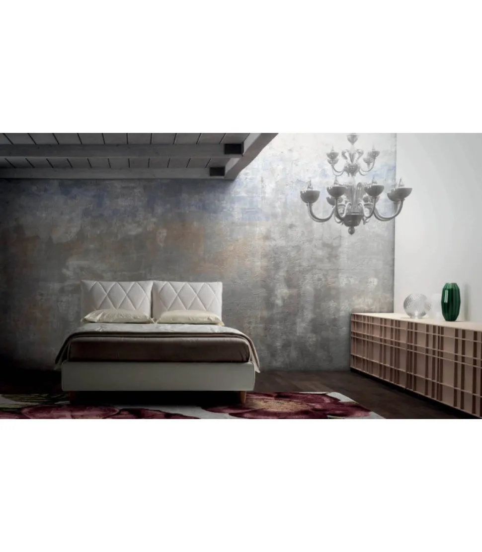 Letto Soft Con Doppi Cuscini Trapuntati Con Elegante Disegno A Rombi
