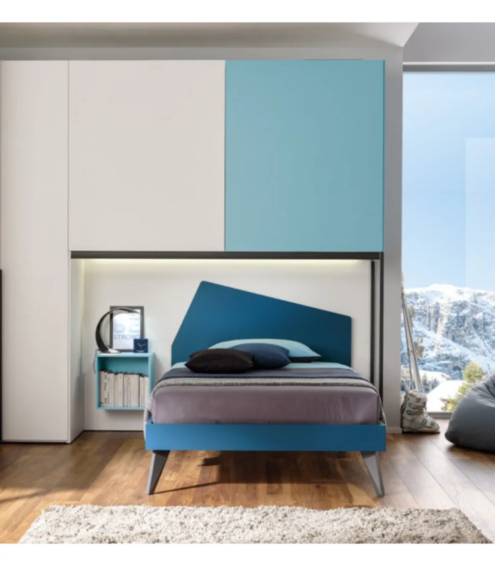 Letto Start, Con Testata Iceberg, Realizzato In Italia Da Moretti Compact.