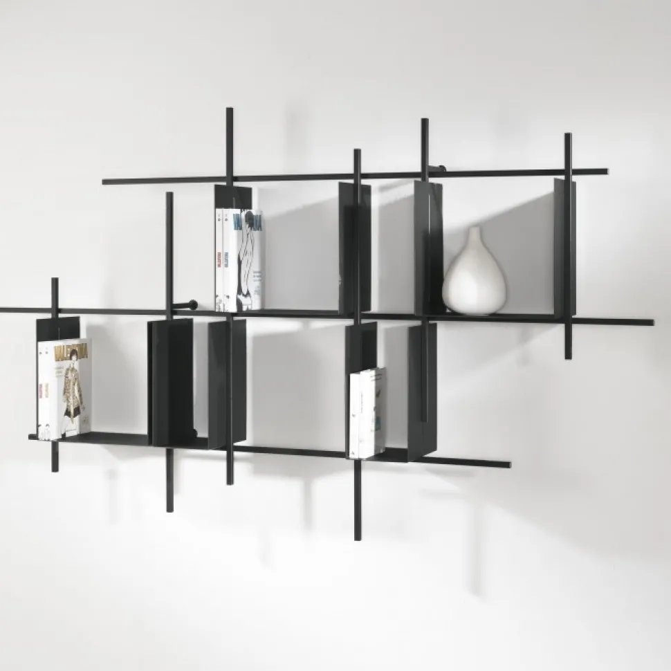 Libra Composizione 5, Libreria Pensile A Parete In Metallo