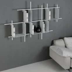 Libra Composizione 5, Libreria Pensile A Parete In Metallo