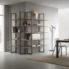 Libreria Angolo Esterno Con Struttura In Metallo Verniciato E 5 Mensole In Hpl O Fenix - L.120 X 180H.215 P.35 Cm. - Art.772
