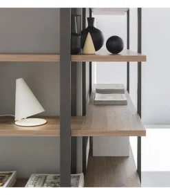 Libreria Angolo Esterno Con Struttura In Metallo Verniciato E 5 Mensole In Hpl O Fenix - L.120 X 180H.215 P.35 Cm. - Art.772