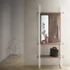 Libreria Ingresso Con Appendiabiti, Struttura In Metallo Verniciato, 3 Mensole In Hpl O Fenix E Specchiera - L.90 H.215 P.35 Cm. - Art.771