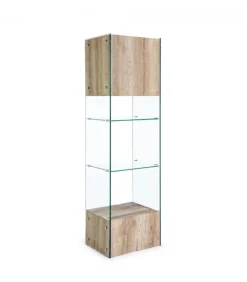 Libreria Melania H182 Fianchi E Mensole In Vetro Temperato Spessore 10 Mm. Top E Base In Mdf