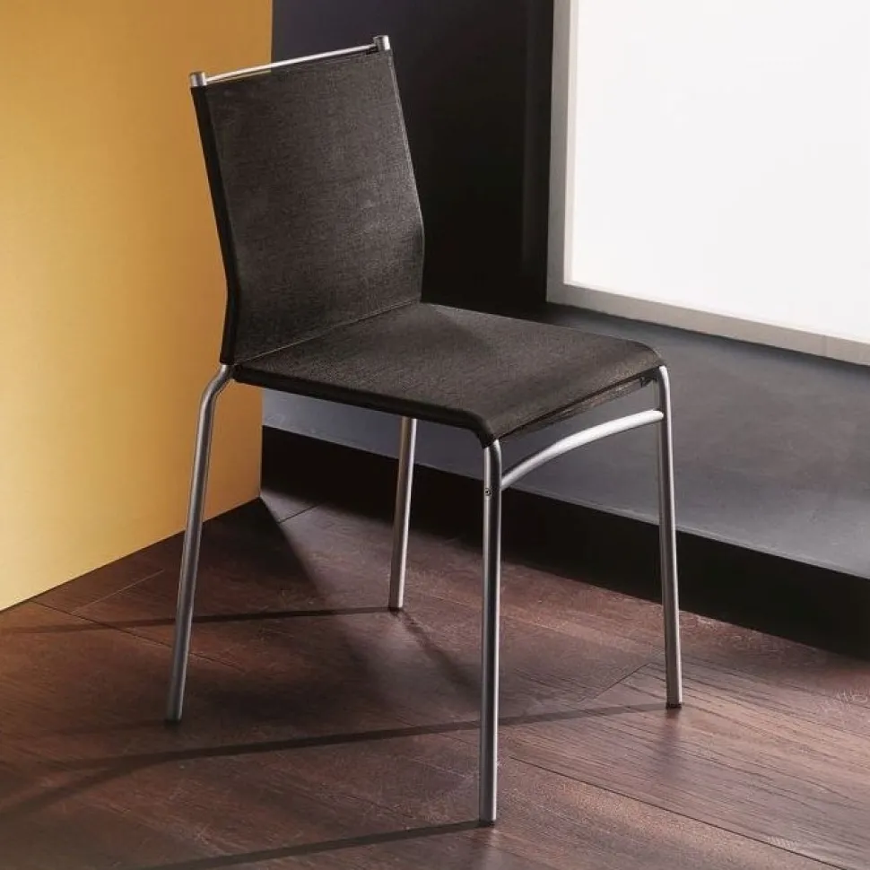 Liu, Sedia In Metallo Con Rivestimento Rete In Textplast