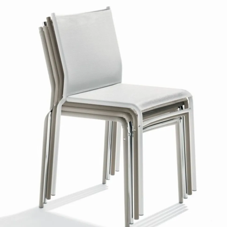 Liu, Sedia In Metallo Con Rivestimento Rete In Textplast