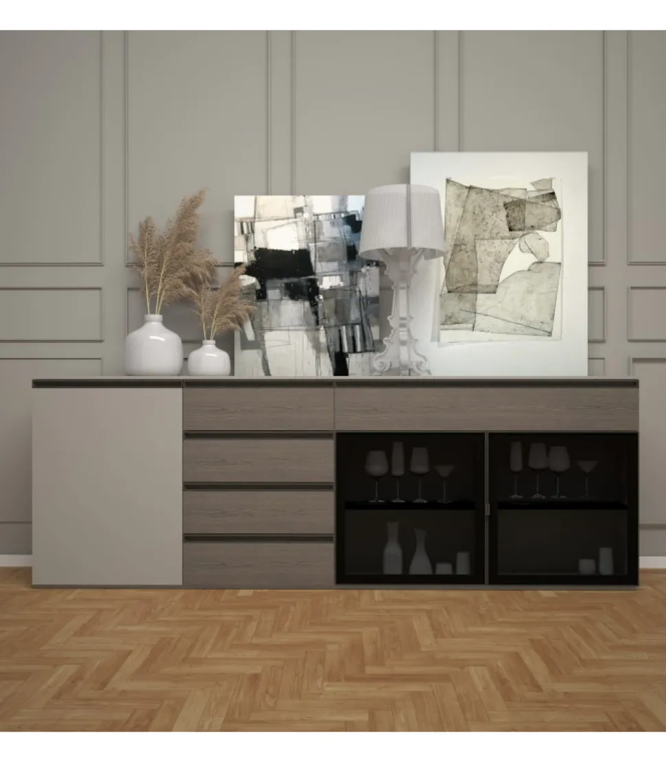 Madia Lineare Con Ante Vetro