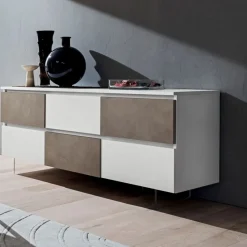 Madia Moderna Con Ante Ribalta E Cassetti, Personalizzabile E Made In Italy - L.180 H.74 P.50 Cm - Art.642