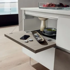 Madia Moderna Con Ante Ribalta E Cassetti, Personalizzabile E Made In Italy - L.180 H.74 P.50 Cm - Art.642