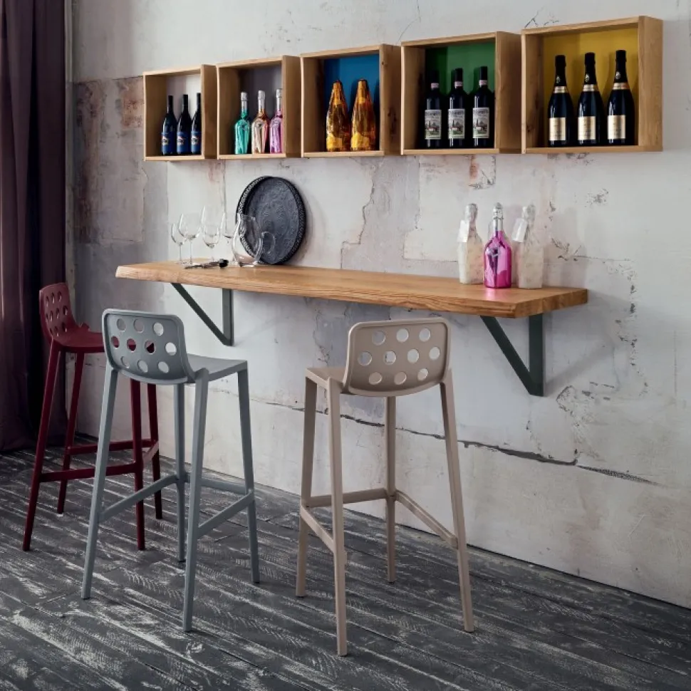 Mensola Bancone A Misura Al Cm. In Legno Con Supporti A Parete