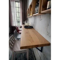 Mensola Bancone A Misura Al Cm. In Legno Con Supporti A Parete