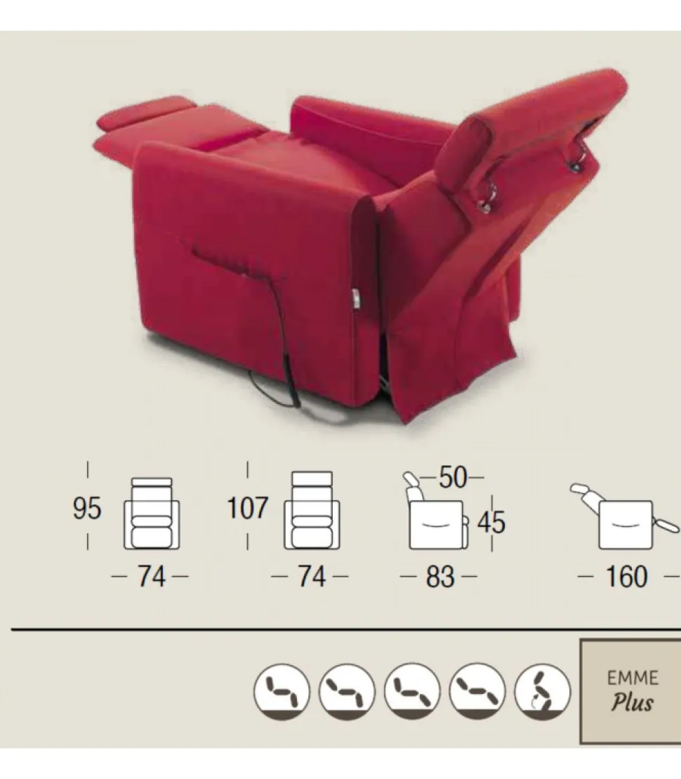 Mila, Poltrona Relax Made In Italy, In Tessuto O Pelle, E Un Dispositivo Medico Classe 1 Con Struttura In Ferro.