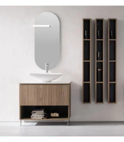 Mobile Da Bagno Componibile B-Go Composizione 24 - Lavabo E Piano In Tekor Bianco
