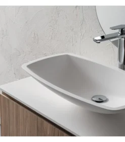 Mobile Da Bagno Componibile B-Go Composizione 24 - Lavabo E Piano In Tekor Bianco