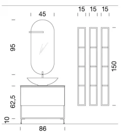 Mobile Da Bagno Componibile B-Go Composizione 24 - Lavabo E Piano In Tekor Bianco