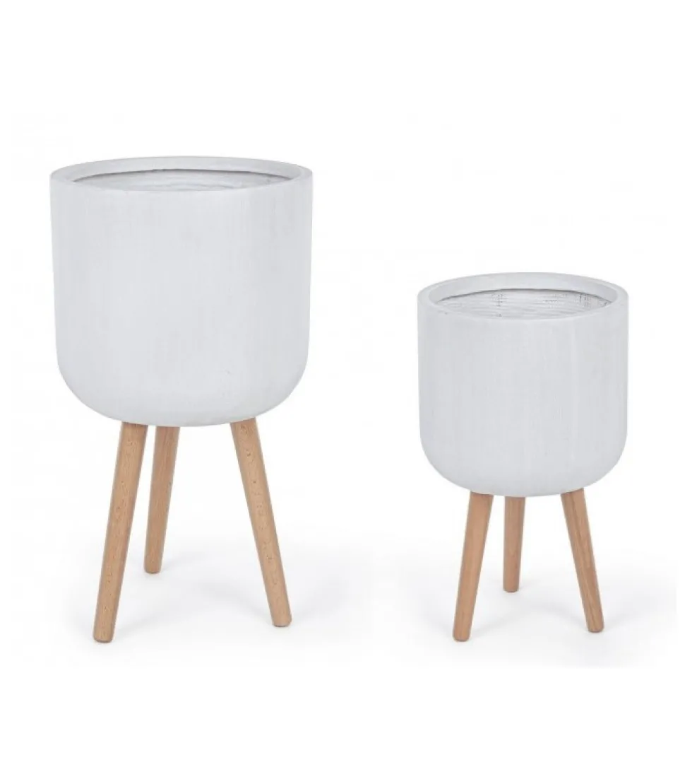 Modern. Set 2 Vasi Con Treppiede Alto