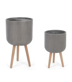 Modern. Set 2 Vasi Con Treppiede Alto