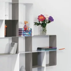 Mondrian, Libreria A Parete Componibile In Acciaio - Comp. 5