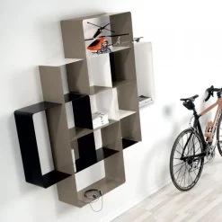 Mondrian, Libreria A Parete Componibile In Acciaio - Comp. 2