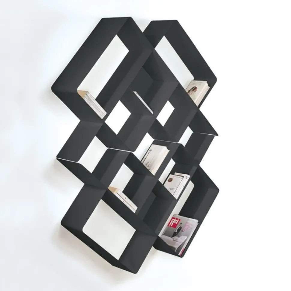 Mondrian, Libreria A Parete Componibile In Acciaio - Comp. 3