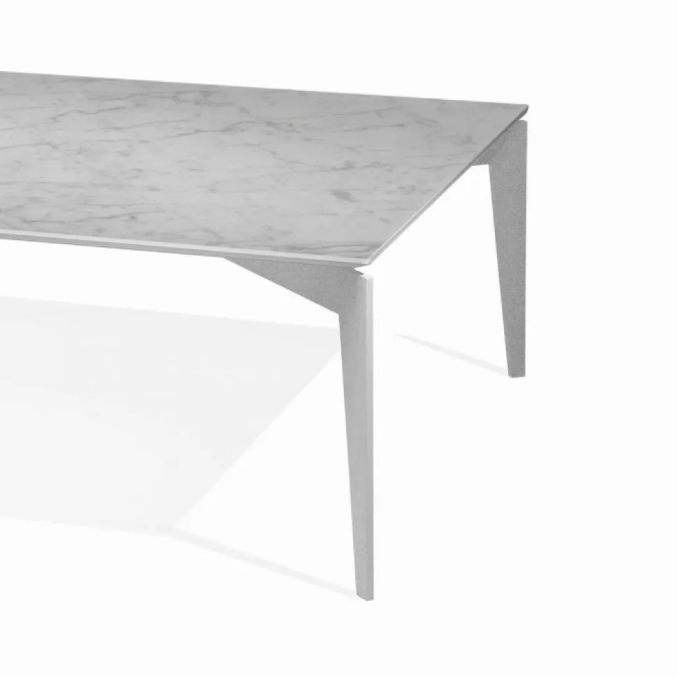 Nordic, Tavolino Rettangolare In Acciaio Con Piano Marmo