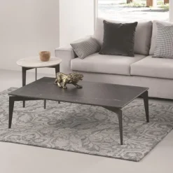 Nordic, Tavolino Rettangolare In Acciaio Con Piano Marmo