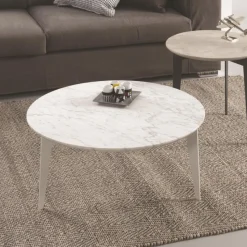 Nordic, Tavolino Rotondo Diametro 80 In Acciaio E Marmo