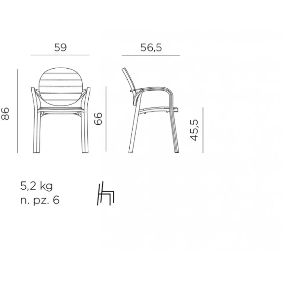 Palma, Poltrona Impilabile Con Braccioli In Polipropilene
