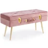 Panca Contenitore Polina Rosa Ant. Struttura In Mdf. Rivestimento In Poliestere Effetto Velluto