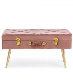 Panca Contenitore Polina Rosa Ant. Struttura In Mdf. Rivestimento In Poliestere Effetto Velluto