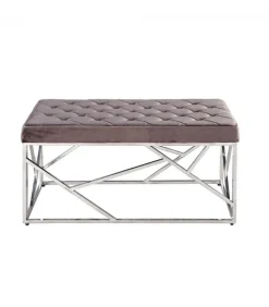 Panca Rayan Velluto Grigio 97X44 Struttura E Gambe In Acciaio Inossidabile. Imbottitura In Spugna