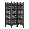 Paravento 3A Kiran Nero Anticato Struttura In Legno Di Mango E Mdf. Lavorata Ed Intarsiata A Mano
