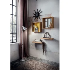 Pensile Espositore A Giorno Con Schienale Legno O Specchio Misura 43X43 Cm. P.15 Cm.