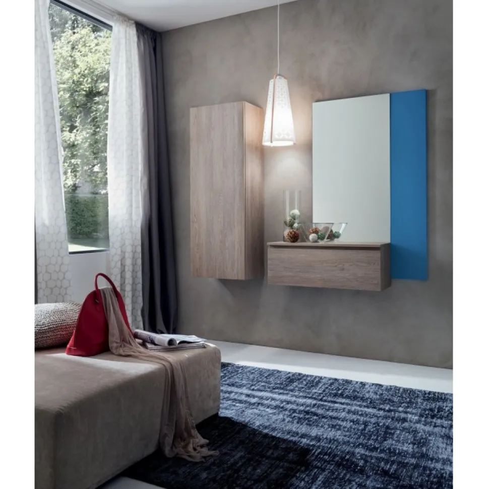 Pensile Guardaroba Con Anta L. 50 P.32 H.138, Completo Di Appendiabiti E 1 Ripiano - Made In Italy