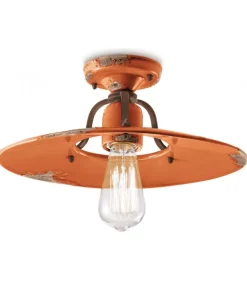 Plafoniera Clovelly, Realizzata In Italia Da Ferroluce, In Ceramica Con Colori Vintage Anticati.