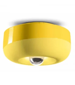 Plafoniera Di Ferroluce, Realizzata Interamente In Italia In Ceramica Smaltata.