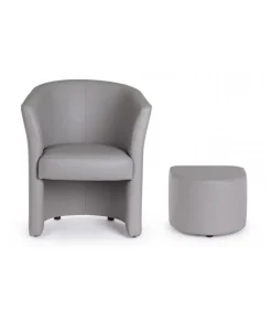 Poltrona Con Pouf Rita Grigio Chiaro