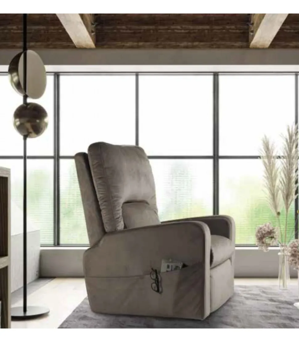 Poltrona Relax Perla Di Il Benessere, Made In Italy, Disponibile In Tessuto E Pelle, Accessoriabile Di Kit Vibro.