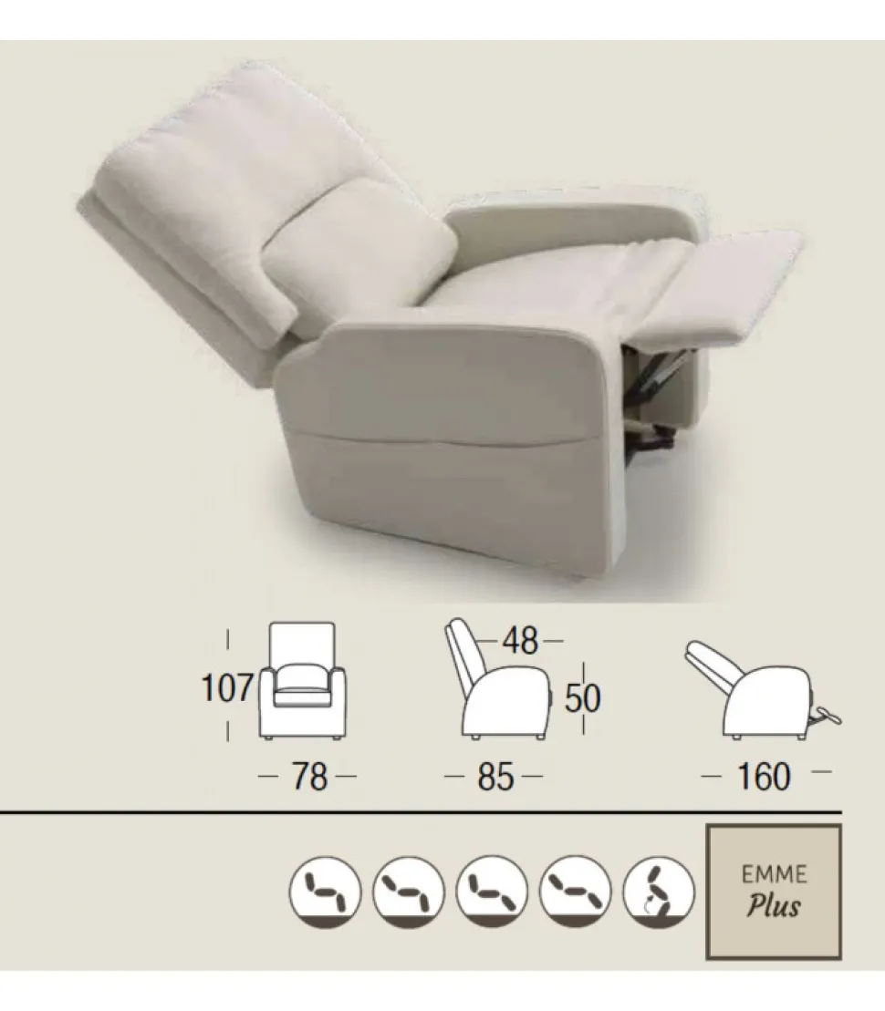 Poltrona Relax Perla Di Il Benessere, Made In Italy, Disponibile In Tessuto E Pelle, Accessoriabile Di Kit Vibro.