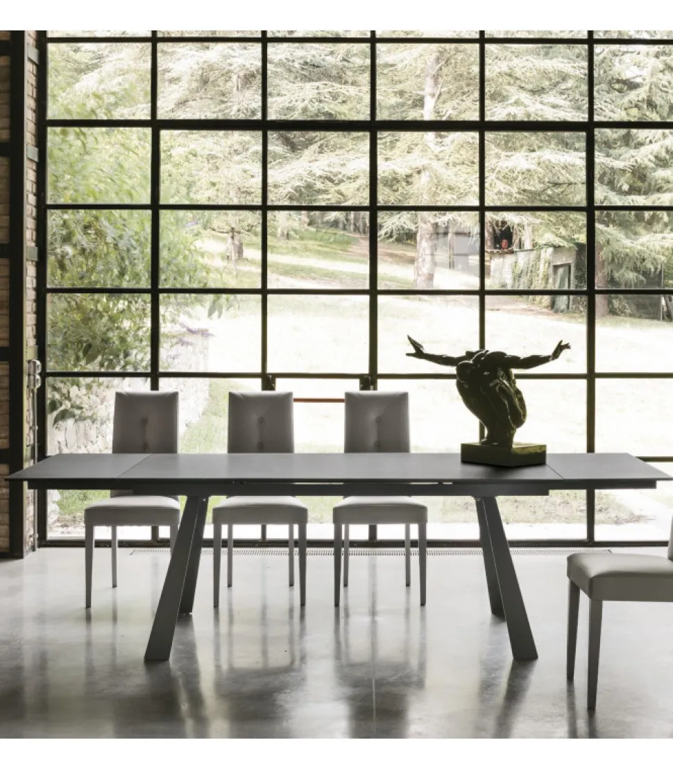 Ponente 180, Con Allunghe Laterali In Gres Porcellanato O Vetro Temperato.