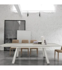 Ponente 180, Con Allunghe Laterali In Gres Porcellanato O Vetro Temperato.