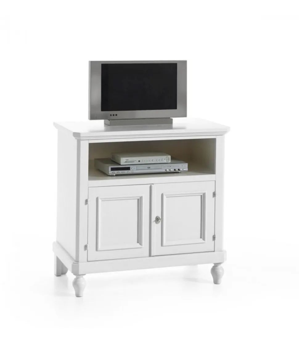Porta Televisione Alto In Legno Laccato Bianco Opaco