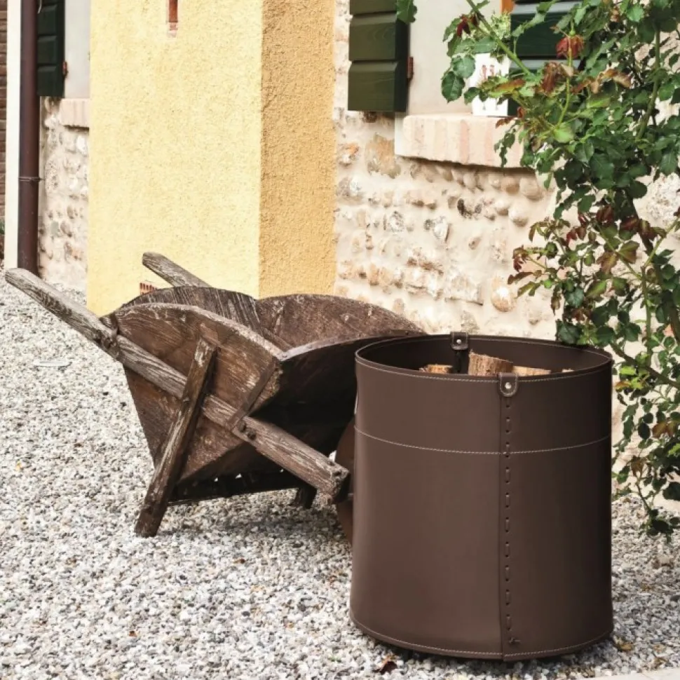 Portaoggetti Giro In Cuoio Cucito A Mano