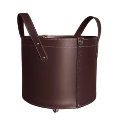 Portaoggetti Tonda In Cuoio Cucito A Mano