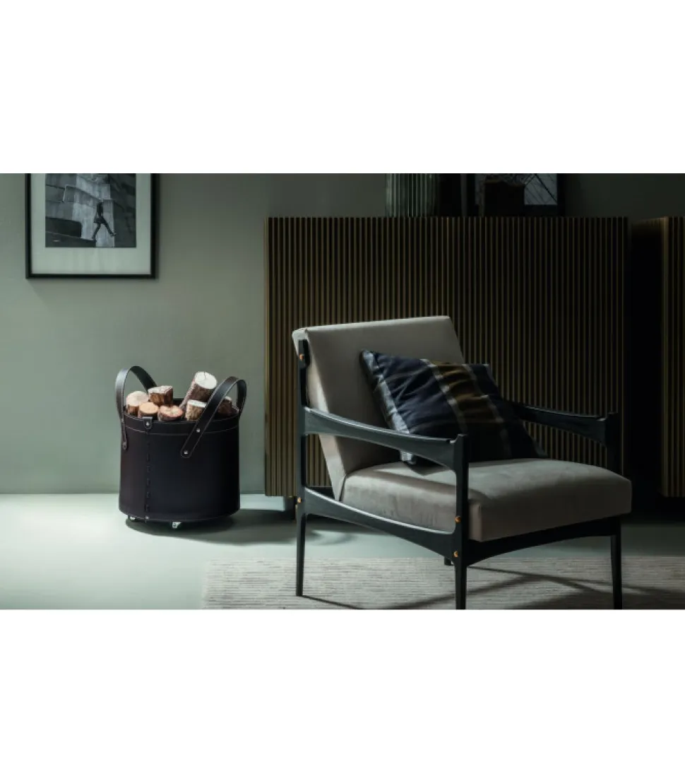 Portaoggetti Tonda In Cuoio Cucito A Mano