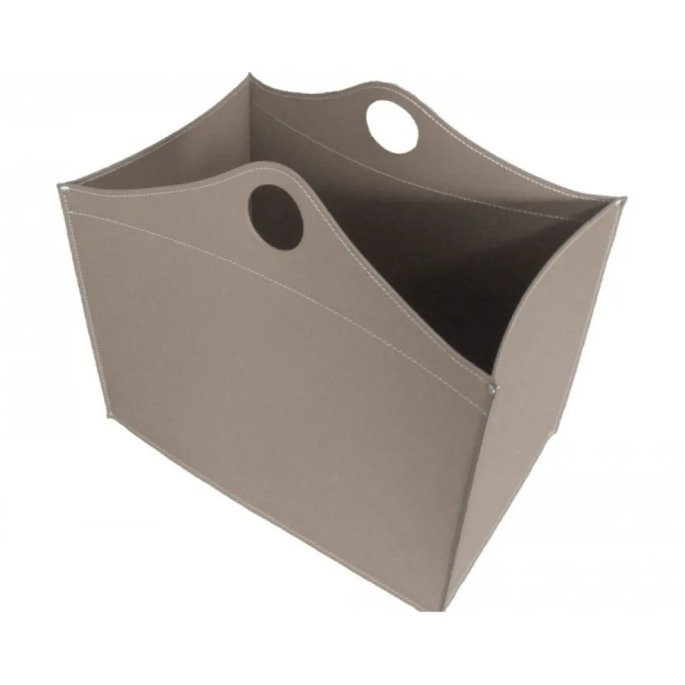 Portaoggetti Woodbag In Cuoio Cucito A Mano