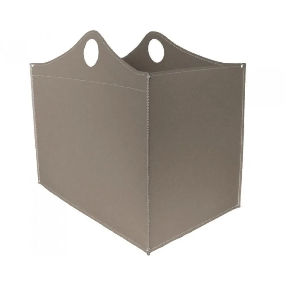 Portaoggetti Woodbag In Cuoio Cucito A Mano