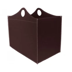 Portaoggetti Woodbag In Cuoio Cucito A Mano